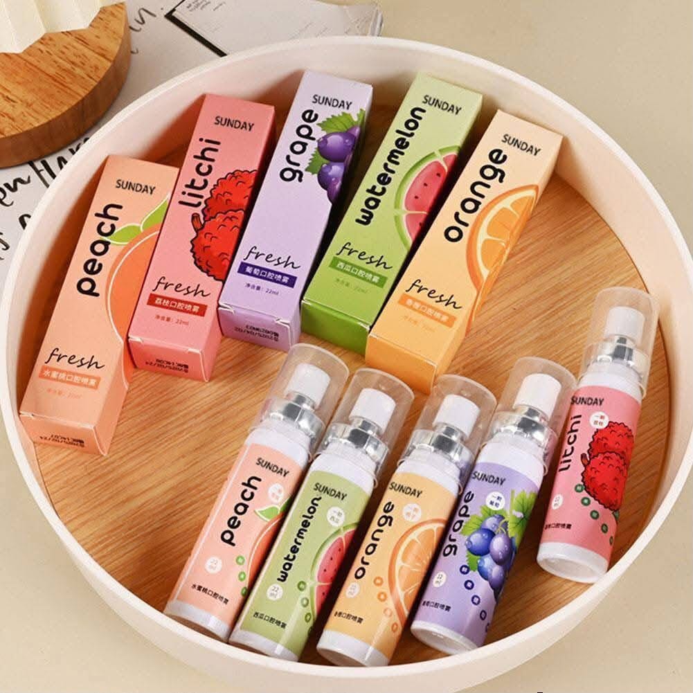 SUNDAY Fresh Fruit Flavour Oral Breath Spray – [Peach, Lychee, Grape, Watermelon & Orange]