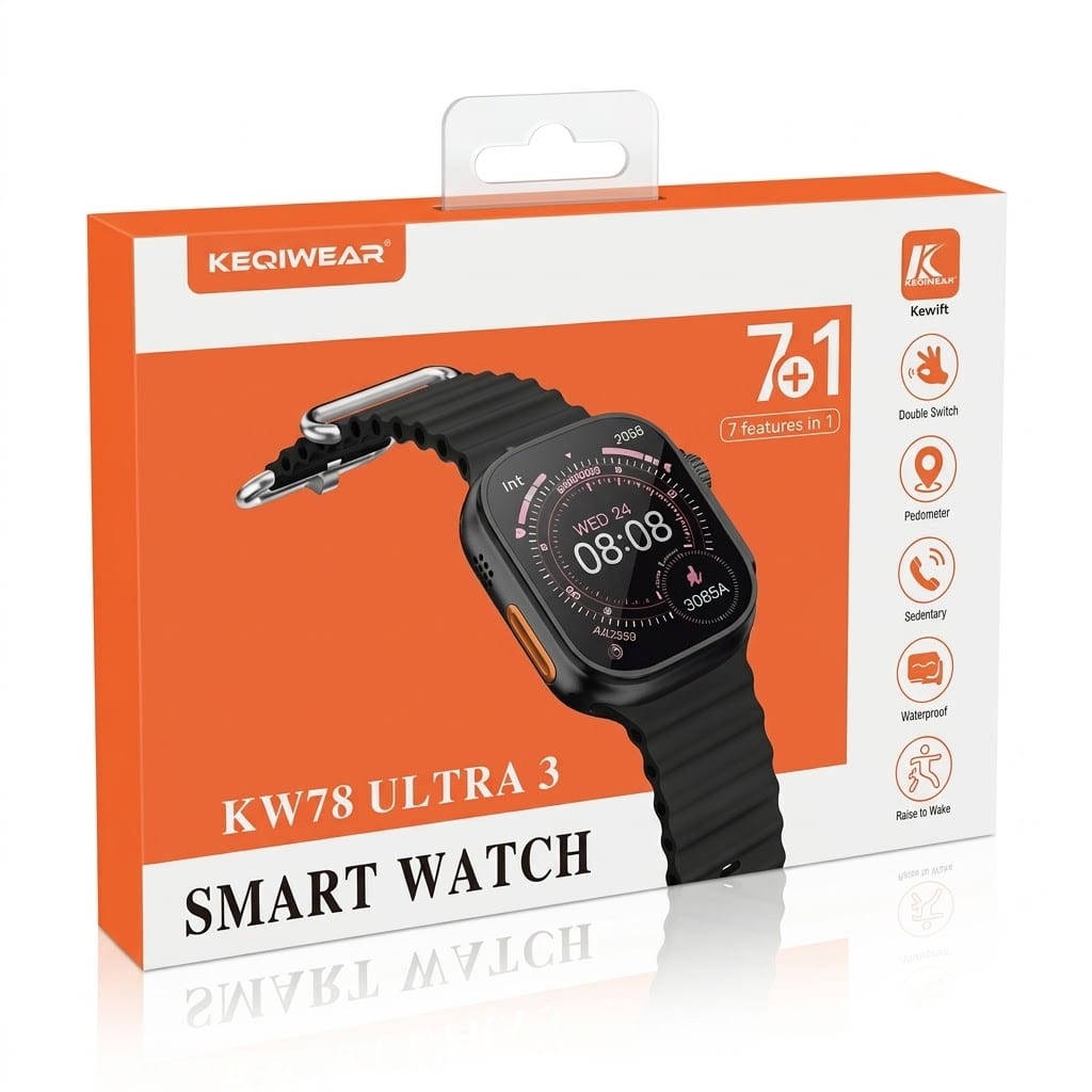 Original- Keqiwear KW78 Ultra 3 Smart Watch – 7+1 Straps Combo with Bluetooth Calling 2