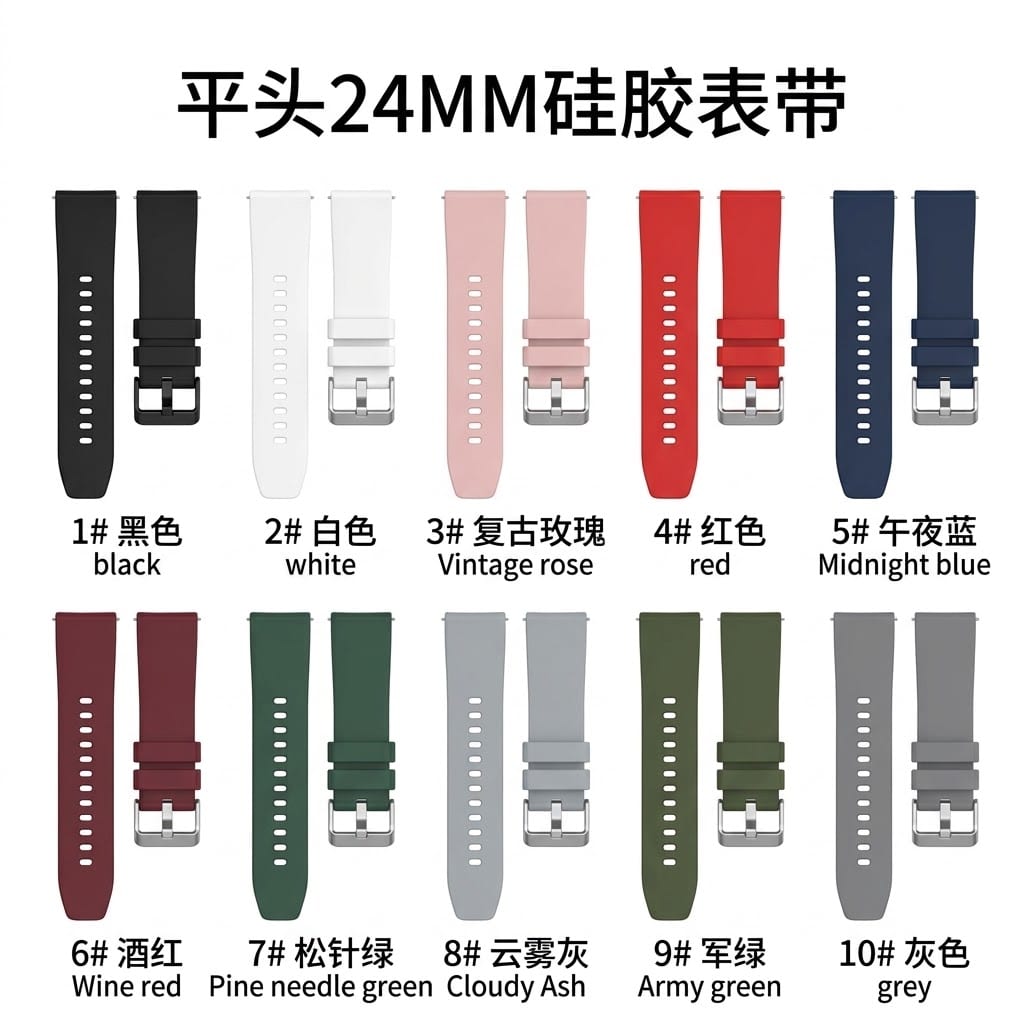 22mm Silicone Smart Watch Strap / Replacement Band (Multiple Colors)
