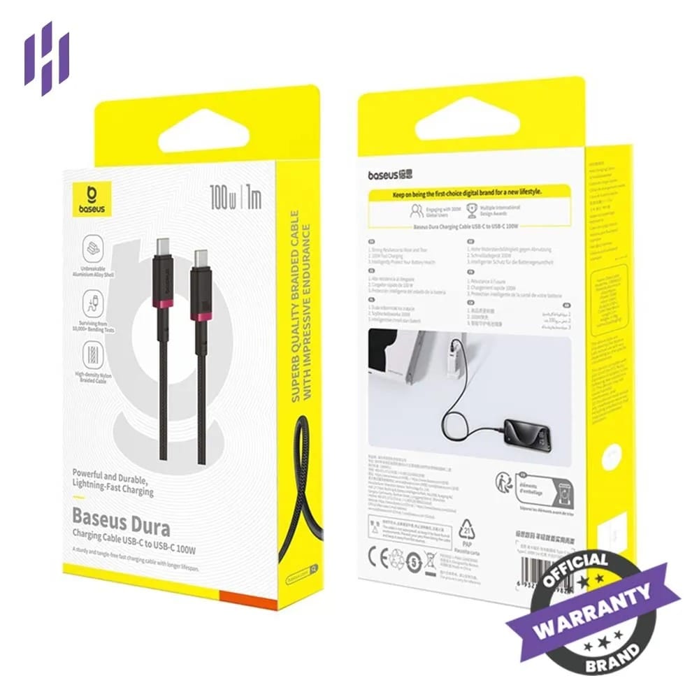 Baseus Dura Series 100W Fast Charging Data Cable (USB-C to USB-C, 1Meter