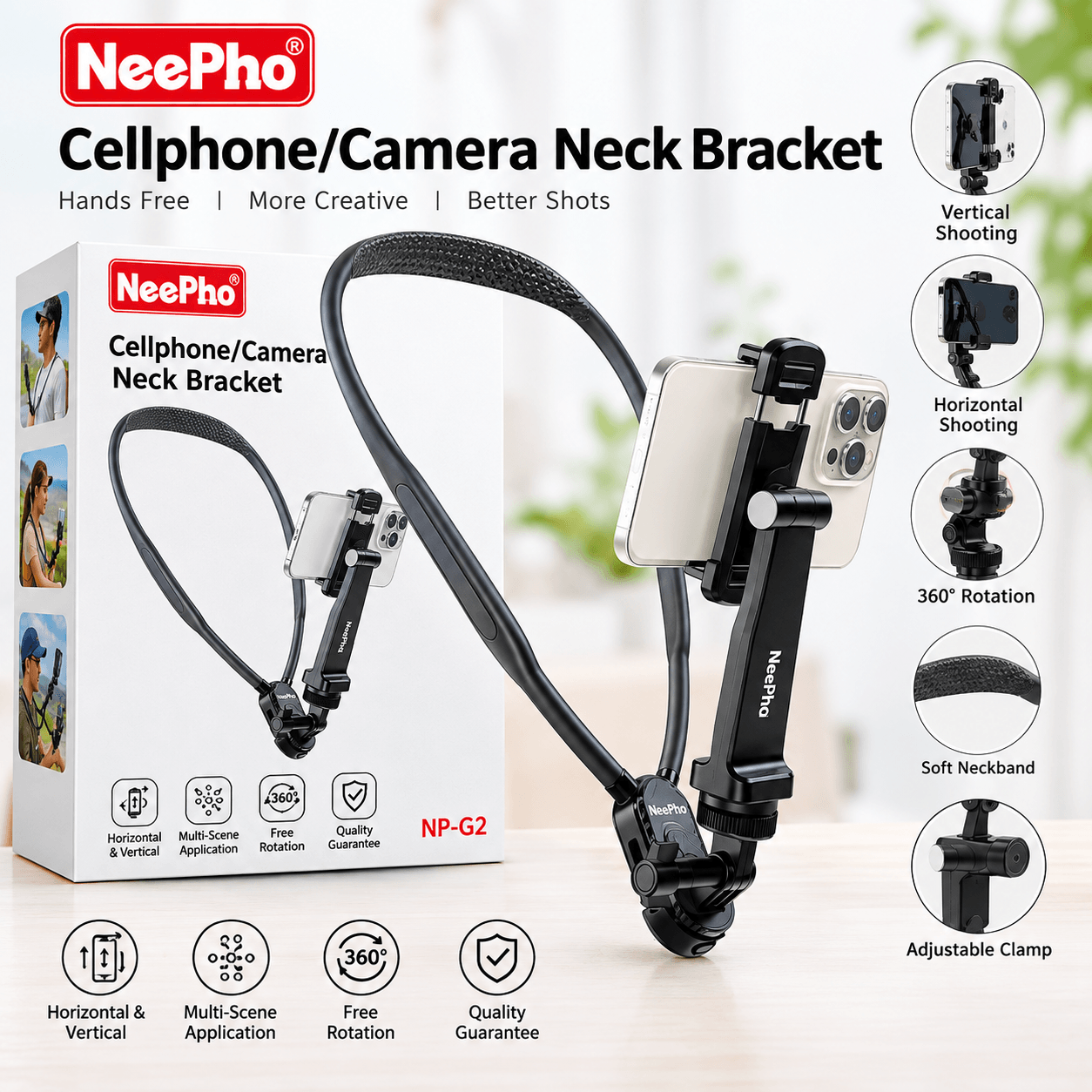 📱 NeePho NP-G2 Cellphone/Camera Neck Bracket