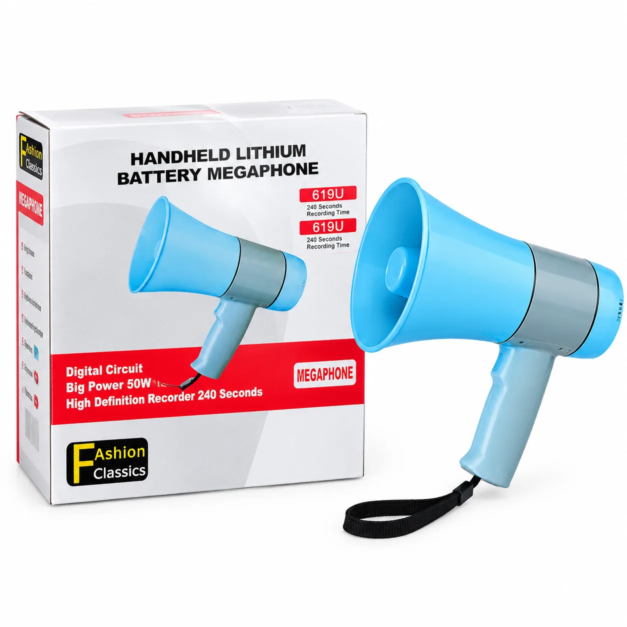 Fashion Classics 619U Handheld Lithium Battery Megaphone – 50W