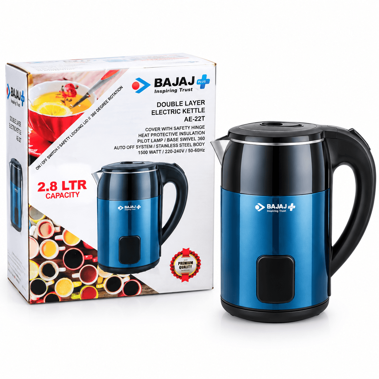 Bajaj Plus AE-22T 2.8 Ltr Double Layer Electric Kettle – 1500W